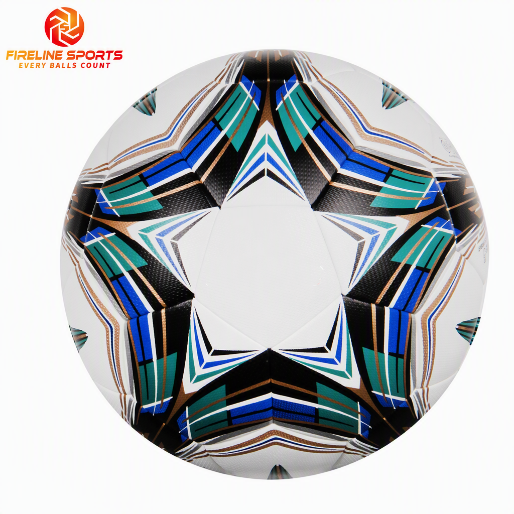Soccer Ball — Teal/Blue/Gold Geometric
